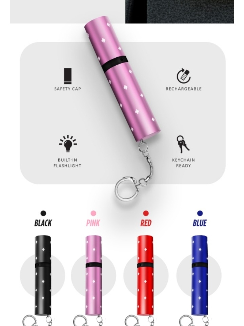 Rechargeable Pink Keychain TASER - Portable Lipstick-Style